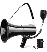 MyMealivos 50W Bluetooth Megaphone Speaker with Rechargeable Battery and Siren-High Power Portabl...