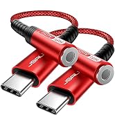 JSAUX 2-Pack USB Type C to 3.5mm Female Headphone Jack Adapter, USB C to Aux Audio Dongle Cable C...