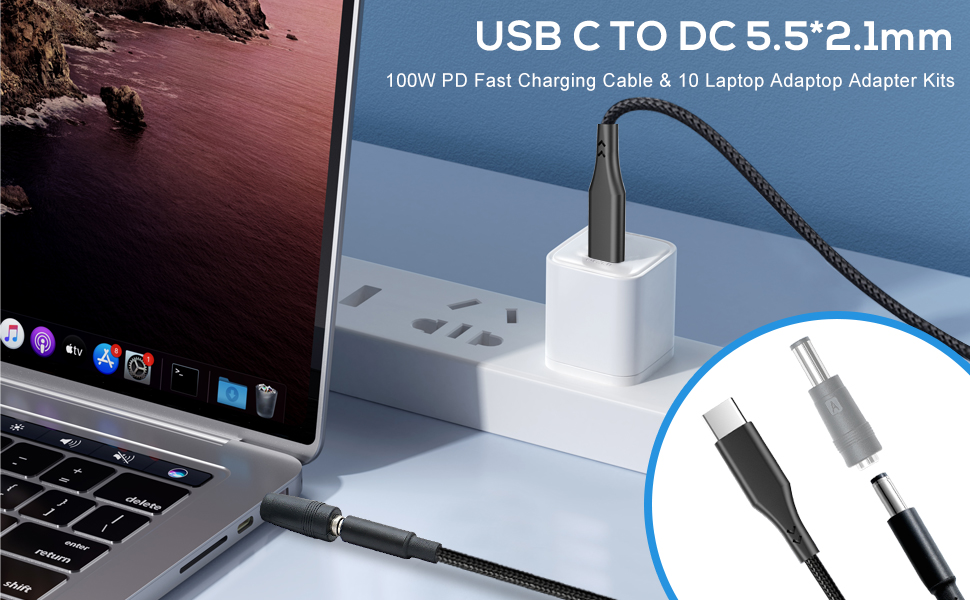 USB C to DC power cord