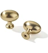 khtumeware 10 Pack 1-3/8 inch(35mm) Champagne Bronze Cabinet Knobs Egg Knobs Satin Brass Oval Dra...