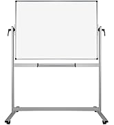 XBoard Magnetic Mobile Whiteboard, Double Sided Magnetic Dry Erase White Board on Wheels, Large H...