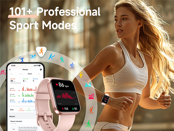 Smartwatch with Bluetooth Calls, Heart Rate/Sleep/SpO2 Monitor, IP68 Waterproof Fitness Tracker
