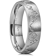 King Will 316L Stainless Steel Wedding Ring for Men Women-6/8mm Nature Collection with Mountain, ...