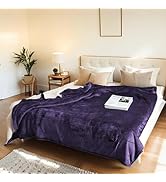 Electric Heated Blanket Throw Size 50"x60" - Flannel &amp; Sherpa Fabric Dual-Sided, 6 Heat Settings ...