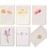 VNS Creations 40 Floral Blank Cards with Envelopes &amp; Stickers - 4x6 Blank Cards Envelopes - All O...