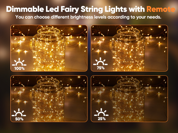 Warm White LED String Lights for Bedroom Wedding Decoration Lights with Remote