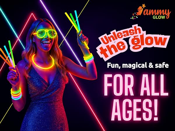 bright multi color glow sticks, long lasting bracelets and necklaces, fun party accessories