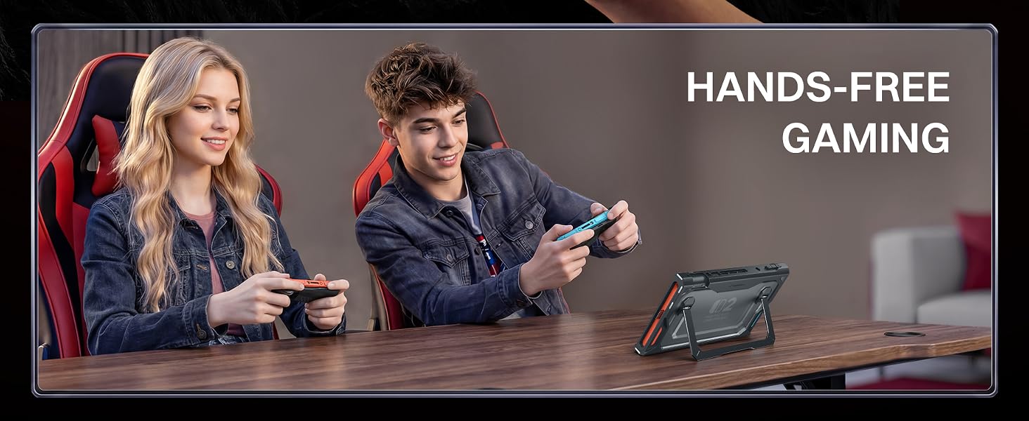 Compatible with nintendo switch 2 kickstand case for hands-free tabletop gaming.