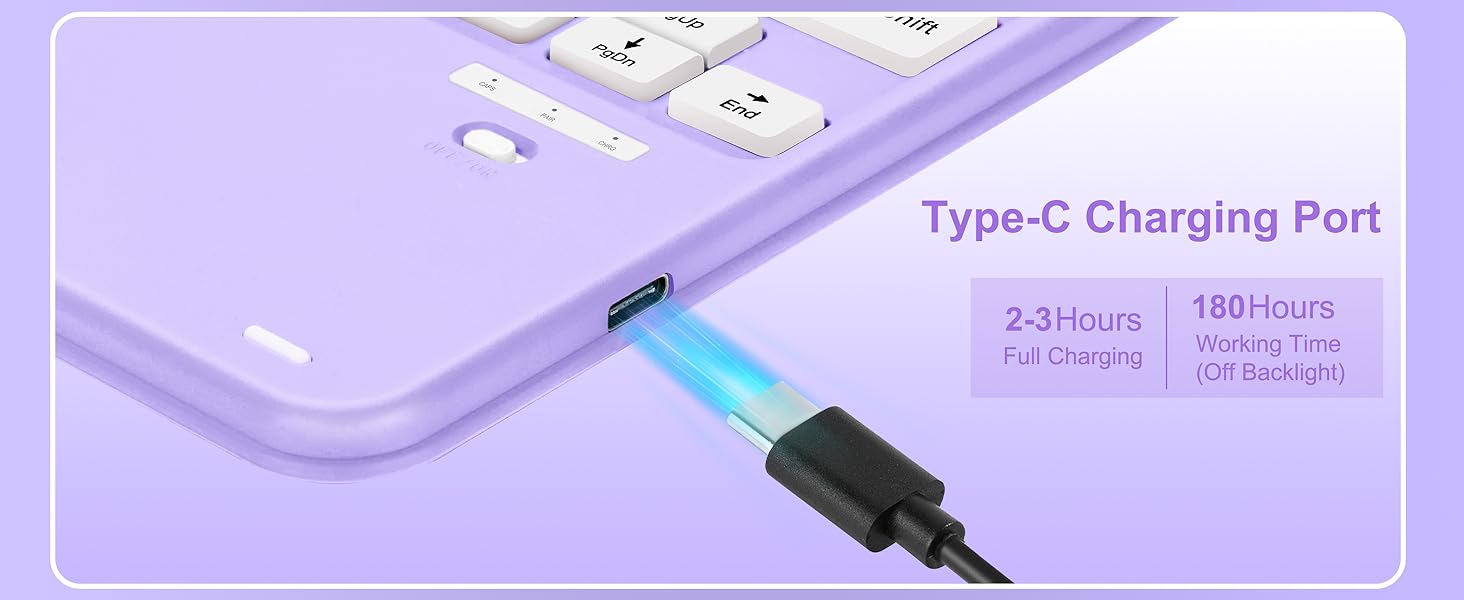 iPad 10.2/10.5 Rotating Keyboard Case - Purple-4