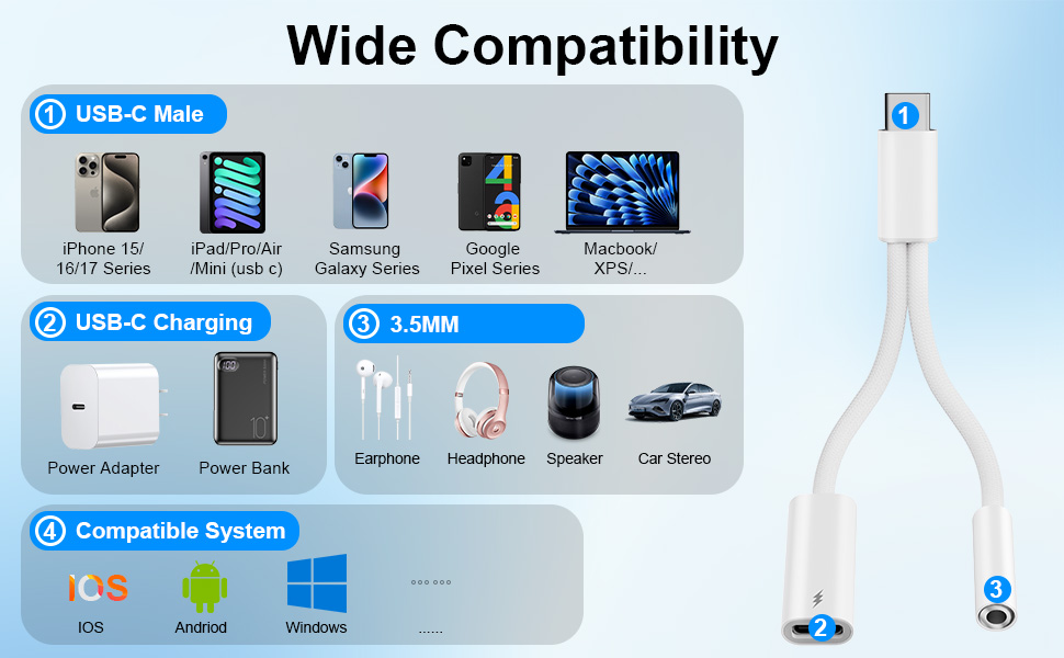 heaphone adapter for iphone 17 16 15