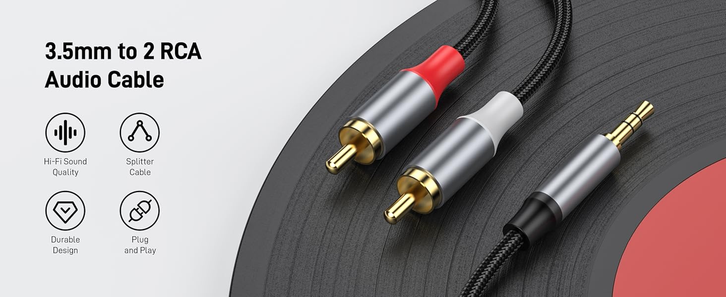 3.5mm to 2 RCA Audio Cable