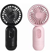JODNO Mini Portable 2 Pack Battery Operated Lightweight Small Personal Fans with 3 Speeds and USB...
