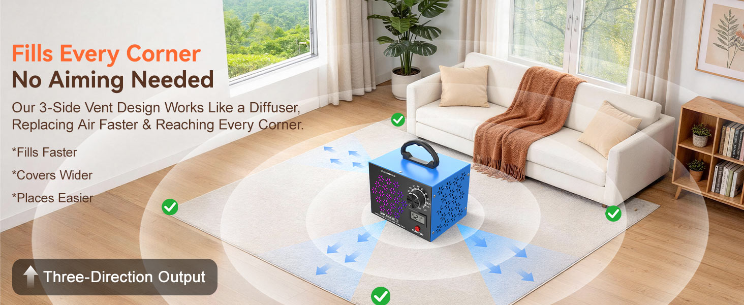 120,000mg/h Ozone Generator Machine with Temp/Humidity Display