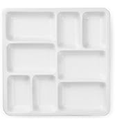 MEEDEN 8-Well Ceramic Artist Paint Palette, Square Porcelain Watercolor Palette, White Ceramic Mi...
