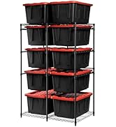 CleverMade Double Tote Tower 10-Bin Organizer Rack for 27 Gallon Storage Totes, Heavy-Duty Garage...