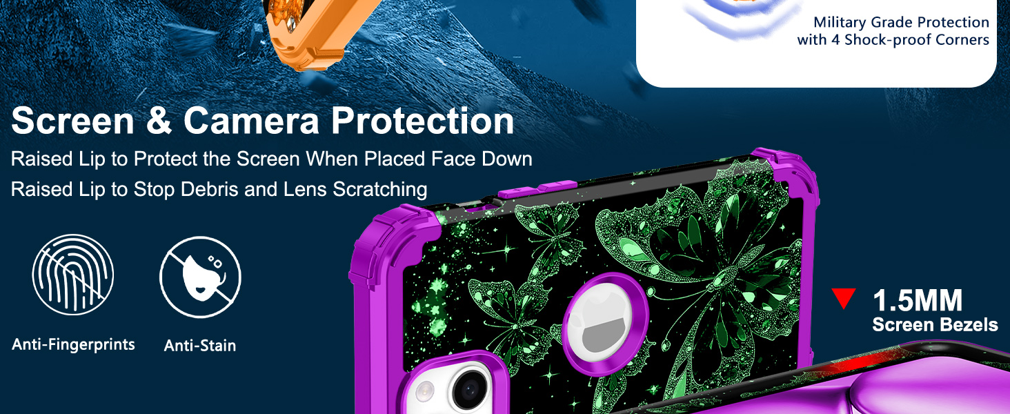 iphone 13 case iphone 14 case glow in the dark butterfly cute heavy duty
