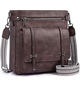 Roulens Crossbody Bags for Women,Multi Pocket Crossbody Purses Vegan Leather Shoulder Handbags Tr...