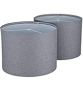 Ruiever Drum Lampshades Set of 2, Natural Linen Lampshade 13" x 13" x 10" High, Easy Assembly Rep...