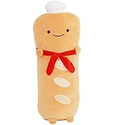 Funny Baguette Plush Pillow Baguette Bread Shape Plush Hugging Pillow with Red Scarf Soft Baguett...