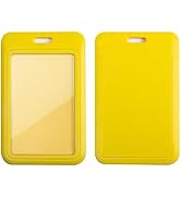 Larpur 2 Pack ID Badge Holders Hard Plastic Vertical Sliding Card Cases with Clear ID Window for ...