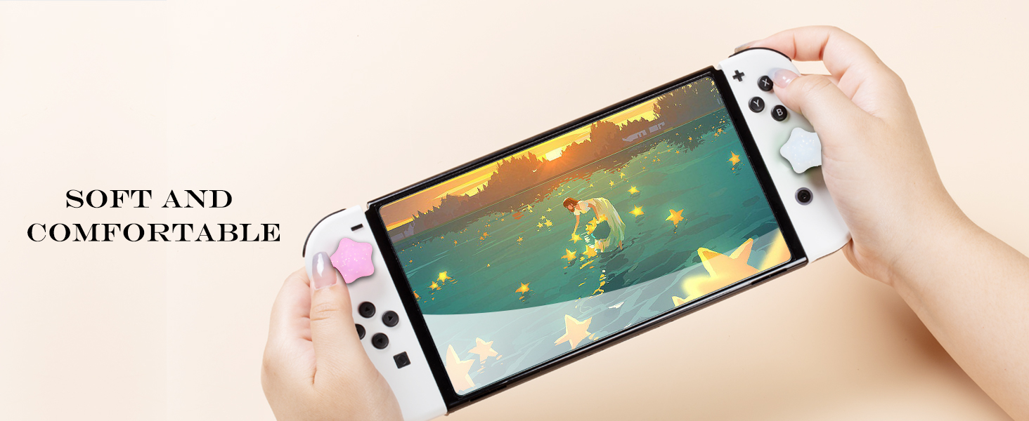 switch thumb grips caps joycon button cover glitter bling star