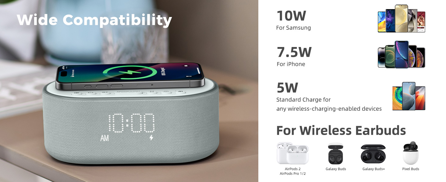 wireless charging alarm clock