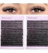 WENDY LASHES Eyelash Clusters 448PCS Wispy Lash Clusters D-Curly Eyelash Extension, 10-18mm DIY A...