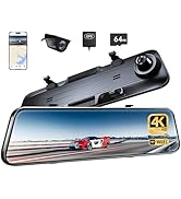 Pelsee P12 Plus 4K Rear View Mirror Camera with ADAS and BSD, 5.8GHz WiFi Mirror Dash Cam Front a...