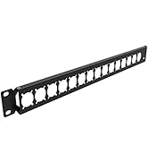 QiaoYoubang 1U Hinged Rack Panel XLR HDMI Audio Rack Mount Panel with 16 D-Series Punch-Outs for ...