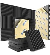 12 Pack Sound Proof Foam Panels for Wall with Self Adhesive, 2" X 12" X 12" High Density Acoustic...