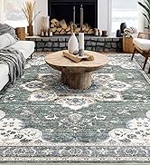 Area Rug for Living Room - 9x12 Soft Washable Oriental Vintage Floral Distressed Large Carpet - F...