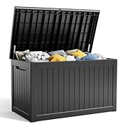 XXL 230 Gallon Large Resin Deck Box, Outdoor Lockable Storage Box for Patio Cushions Furniture, P...