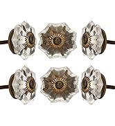 SPN-FOR1 Set of 6 Crystal Knobs for Cabinet &amp; Drawers Decorative Glass Knobs for Home Kitchen