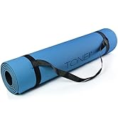 Tone Fitness Yoga Mat 1/4" Thick Non Slip Exercise &amp; Pilates Mat for Home Workouts with Carrying ...