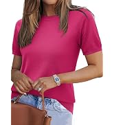 Zeagoo Womens Short Sleeve Sweaters Cerw Neck Pullover Tops 2025 Fashion Versatile Dressy Blouse ...