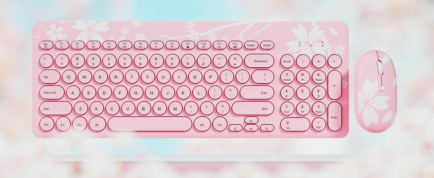 Pink Wireless Keyboard Mouse Combo