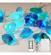 BOHON Natural Fluorite String Lights Battery Powered USB Fairy Lights with Remote 6.5ft 20 LEDs R...