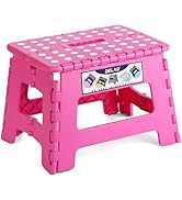 Delxo Folding Step Stool, 9 inch Non-Slip Foldable Stools for Kids &amp; Adults Up to 300 LBS, Step S...