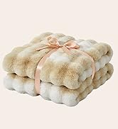 BEDELITE Faux Fur Throw Blanket for Couch, Decorative Tie-Dye Khaki Plush Bubble Blanket - Super ...
