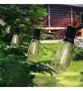 Outdoor LED Patio String Lights 20Ft with 22 Shatterproof Edison Bulbs, C9/E17 Screw Base, ST40 L...