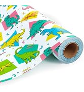 MAYPLUSS Dinosaur Wrapping Paper for Boy, 17 Inch x 16.5 Feet Dino Gift Wrap for Birthday Kids Ba...