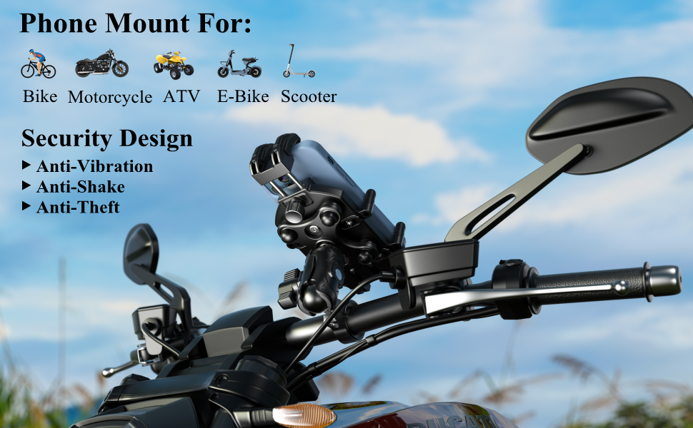 Motorcycle Phone Mount with Vibration Dampener