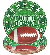 24 Pack Touchdown Football Plates Sets - Rugby Theme Party Supplies, 7 inch Disposable Party Dinn...