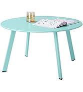 Meluvici Patio Coffee Table, Metal Steel Outdoor Round Table Weather Resistant Anti-Rust Outdoor ...