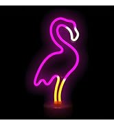 Flamingo Neon Signs LED Light Wall Lamp Home Decor Battery/USB Powered LED Pink Neon Signs Animal...