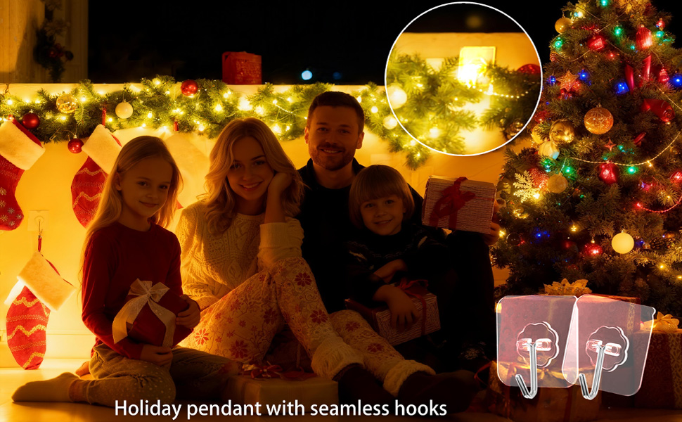 Holiday pendant with seamless hooks
