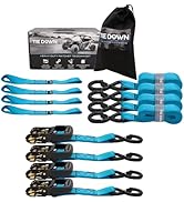 Tie Down 1.5 inch x 8 ft Blue Heavy Duty Ratchet Strap, 4-Pack Kit - 5208 lbs. Breaking Load Limit