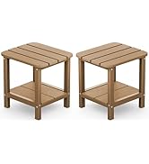 SERWALL Double Adirondack Side Table Rectangular End Table Set of 2, Brown