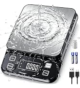 IPX7 Waterproof Food Scale 0.1g Precision Kitchen Scale, 10kg/22lb Digital Food Scale USB Recharg...