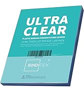 Binditek 100 Pack 12 Mil Plastic Binding Presentation Covers, Ultra Clear Binding Front Covers, 8...
